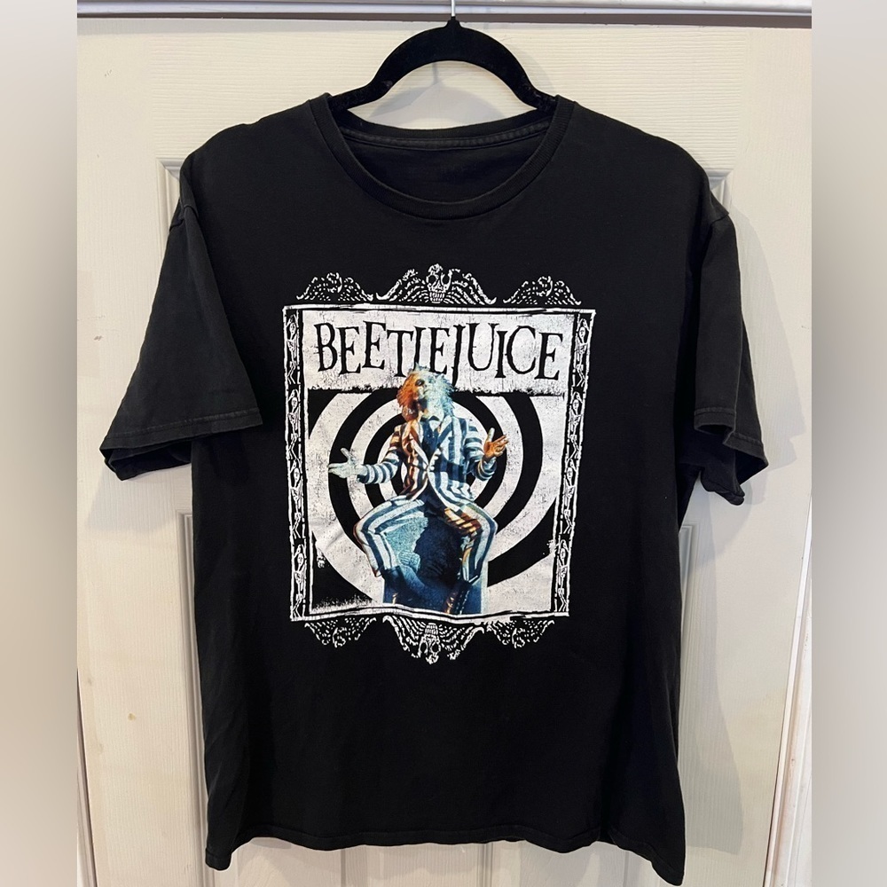 Vintage Beetlejuice Black White Spiral - 80's T-Shirt - Rare